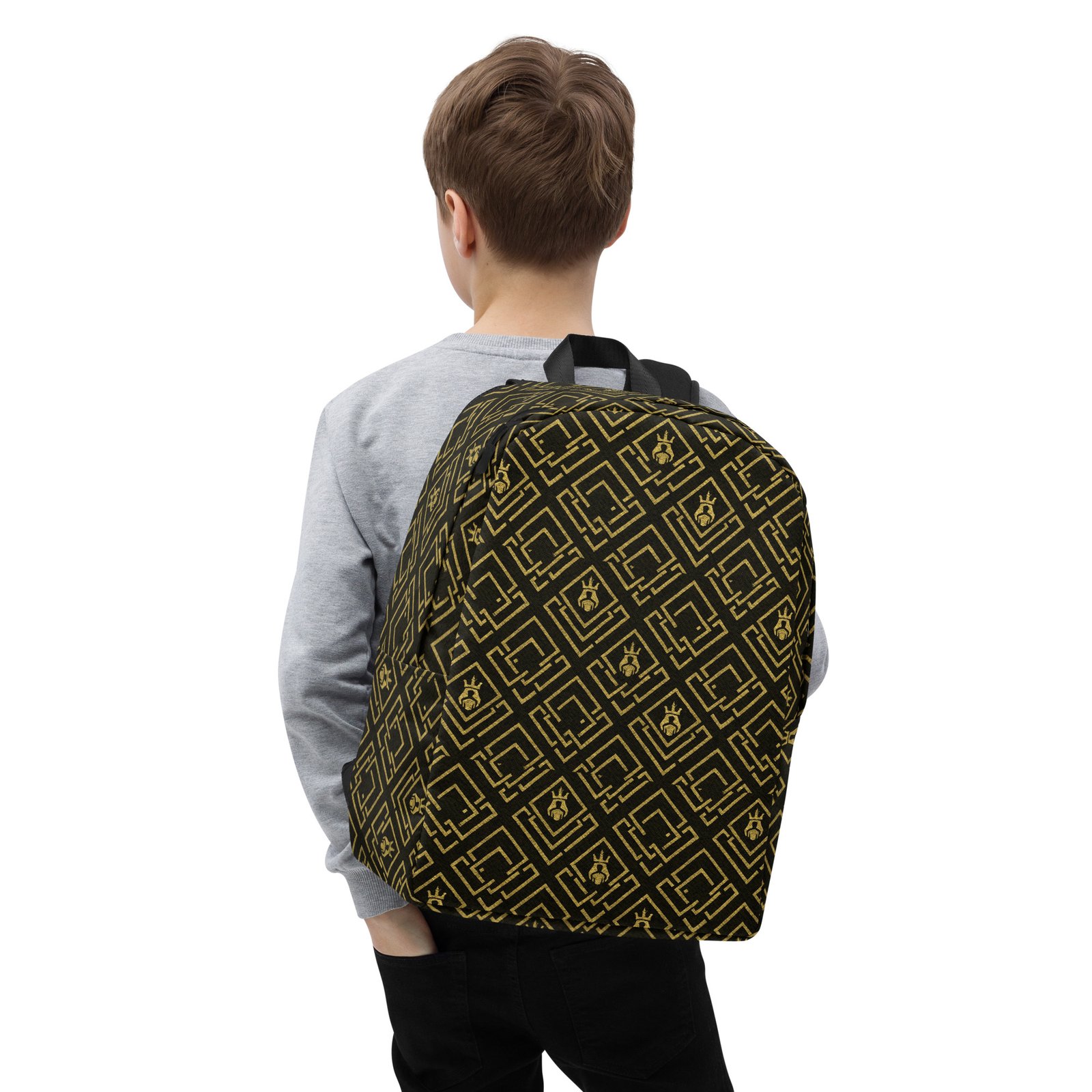 DaKahree Royal Labyrinth – Minimalist Backpack – Black & Gold - Image 4